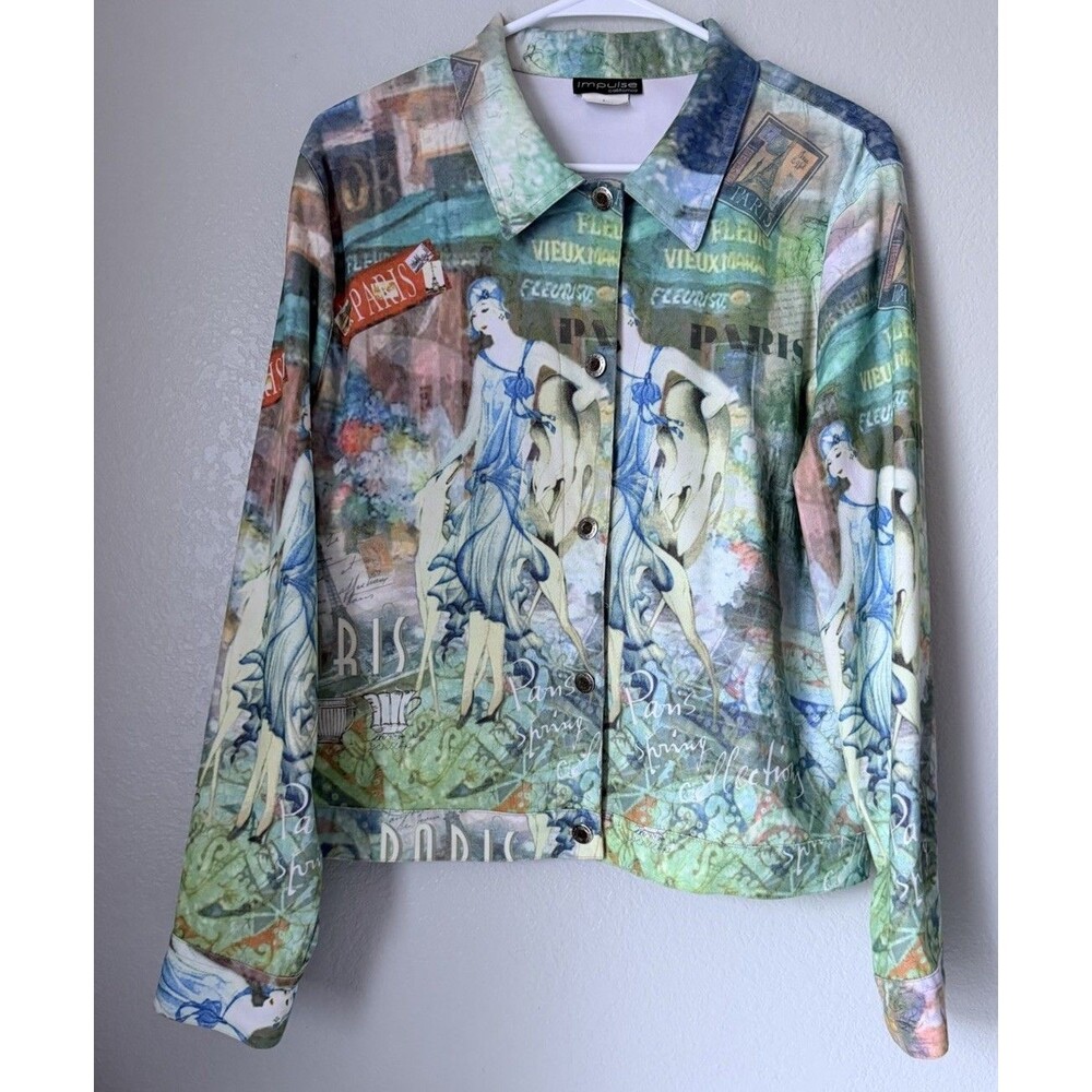 Vintage Impulse California Art Wear Paris Flapper Jacket Women’s L Made USA